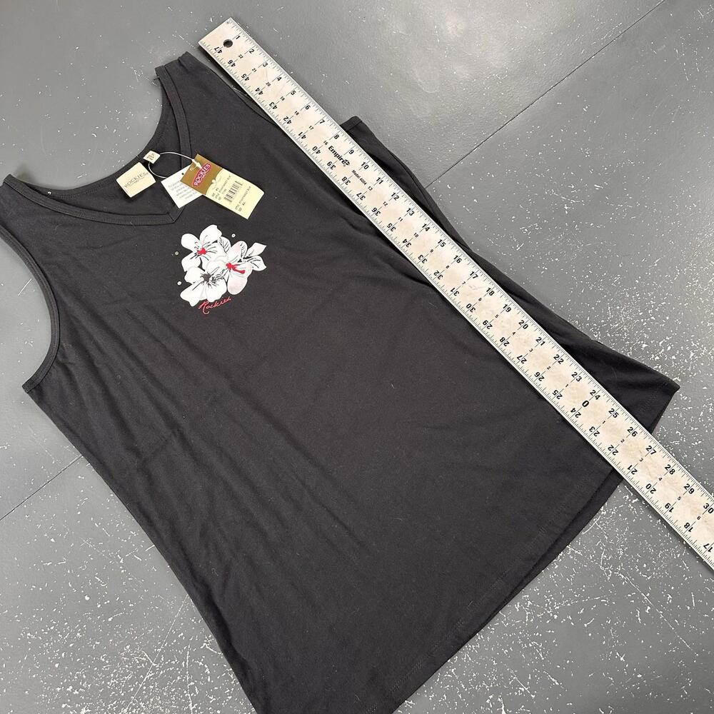 Rockies Western Tank Top Womens XL Black Floral Graphic Basic Baselayer NWT - Picture 5 of 6